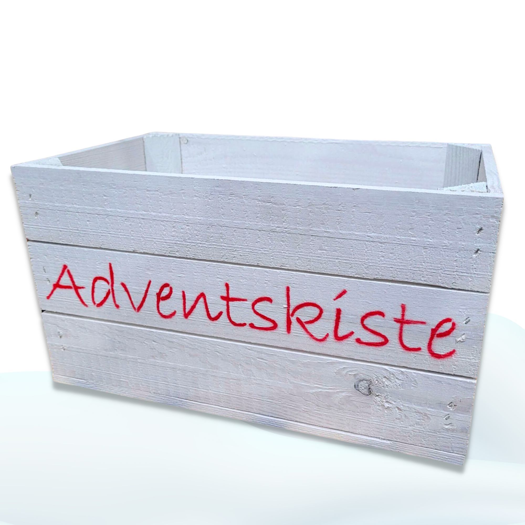 Adventskiste "Hilde" weiß ohne mit roter Schrift