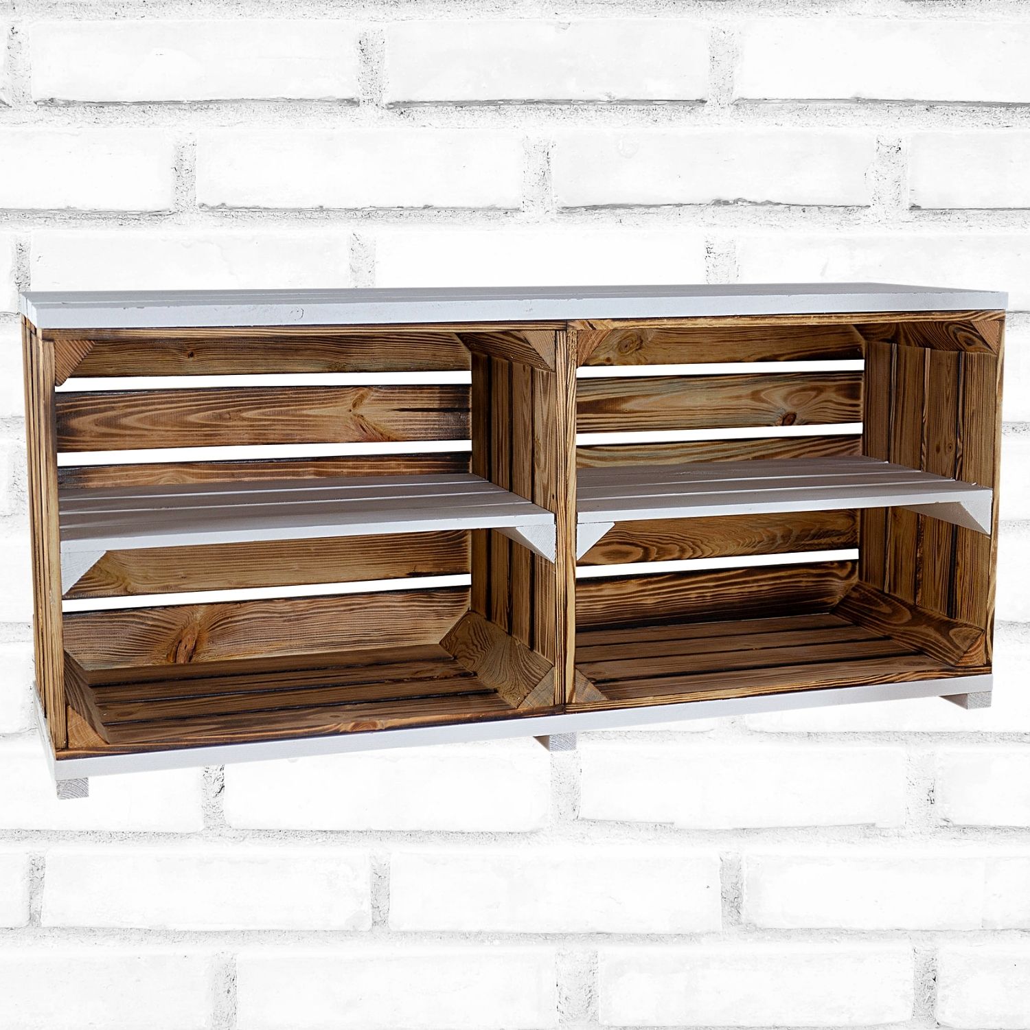TV-Schrank aus Regalkisten auf Holzfüßen 100x30x50cm