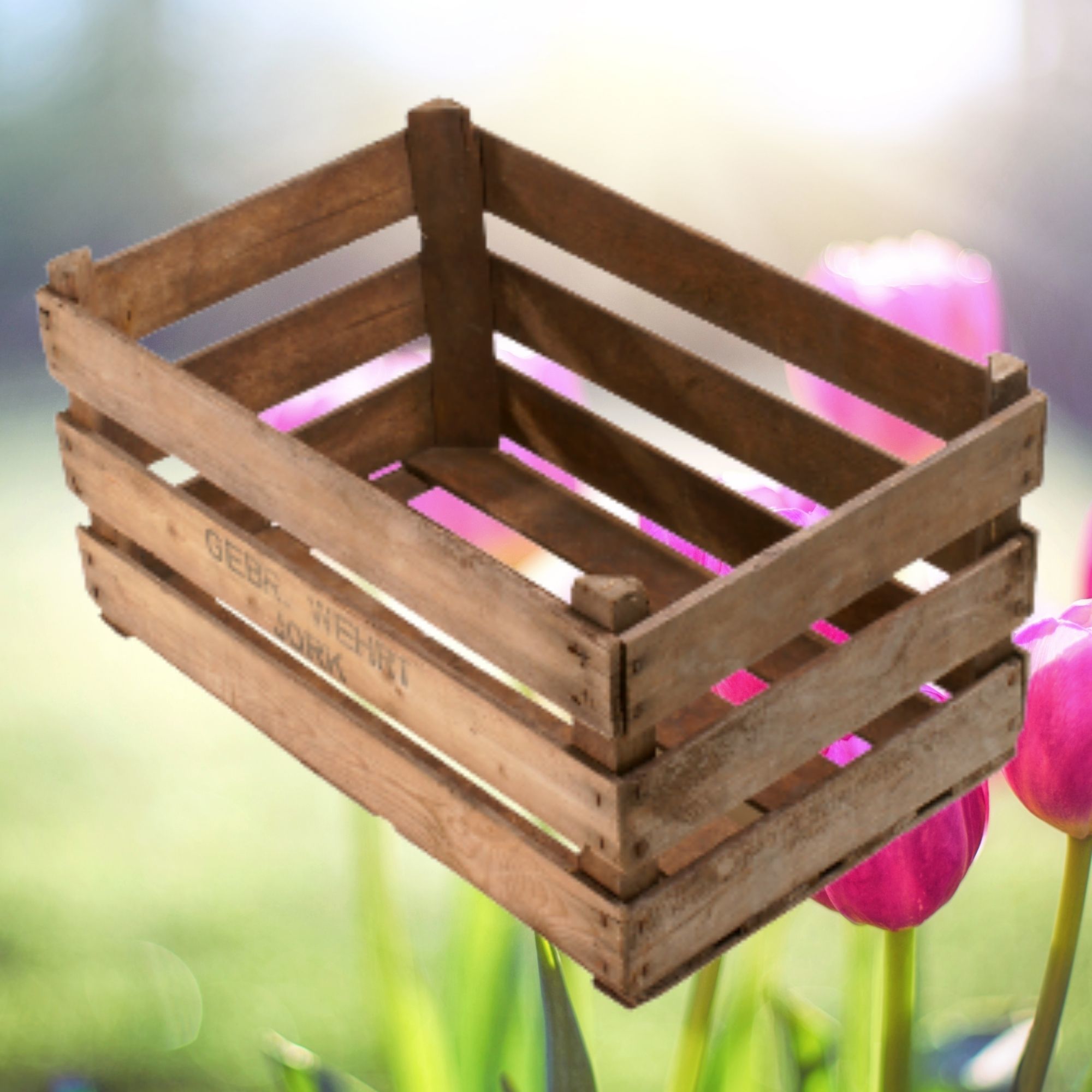 *B-Ware* Große 25kg Kiste mit Längsbodenbrettern 60x38x32cm