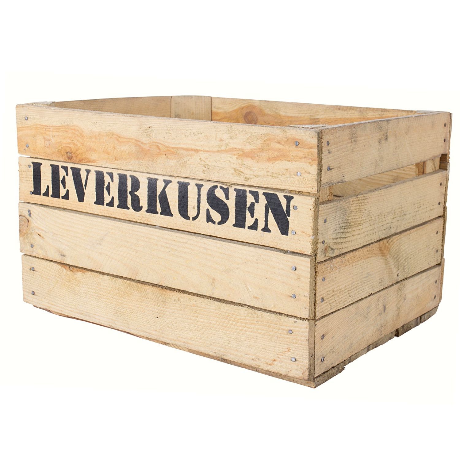 Apfelkiste mit Aufdruck "Leverkusen" 50x40x30cm