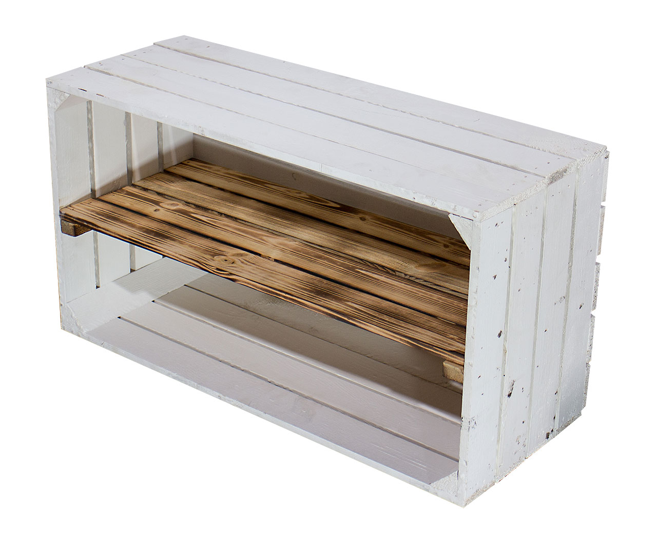 Breite weiß geflammte Kiste 68x40,5x31cm