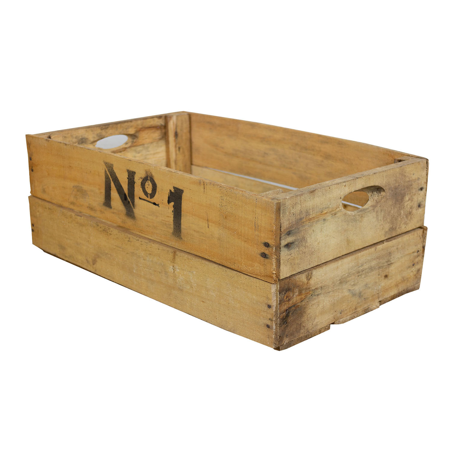 Alte Holzkiste mit Aufdruck No1 48,5x30x18,5cm (XXL)