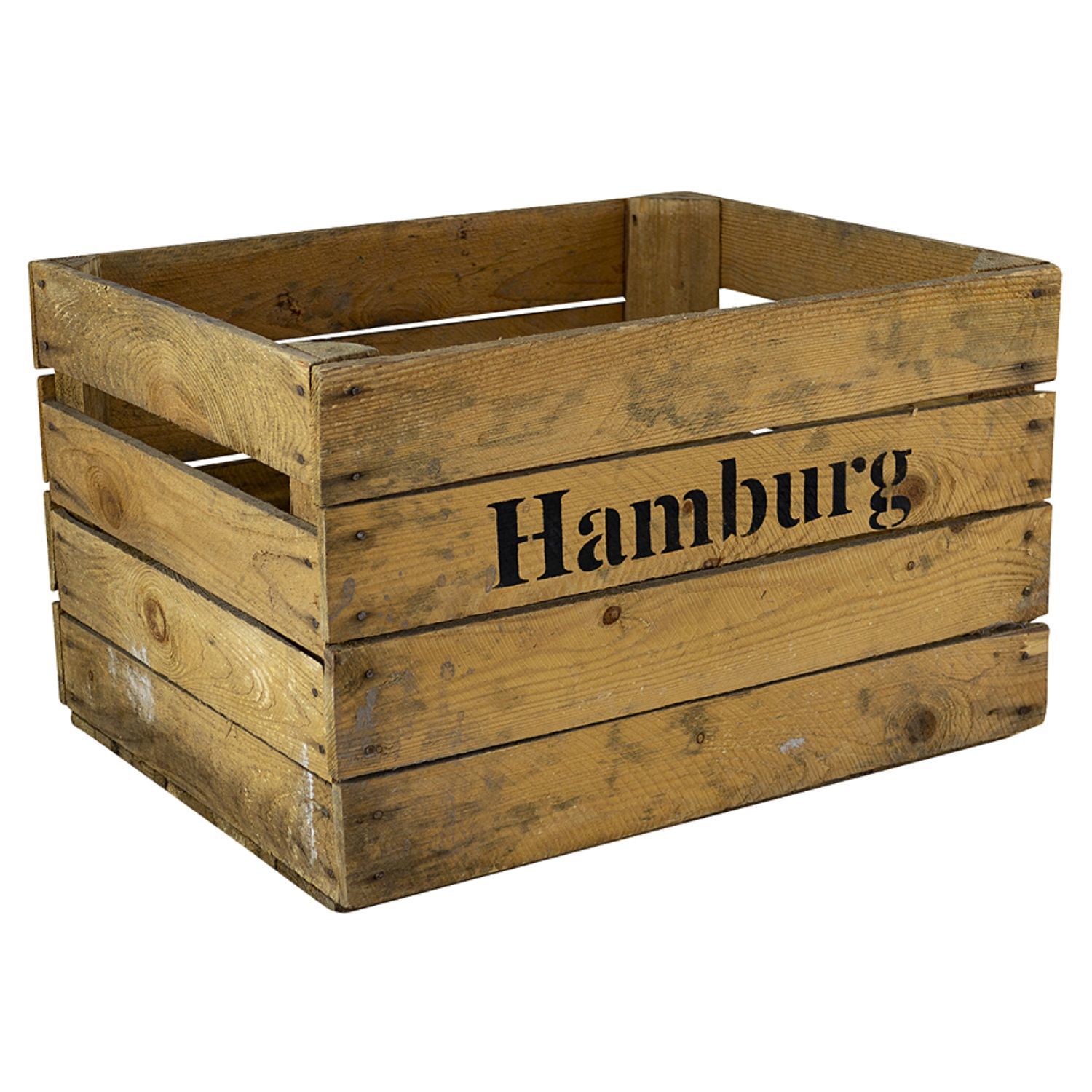 Apfelkiste mit Aufdruck "Hamburg" 50x40x30cm